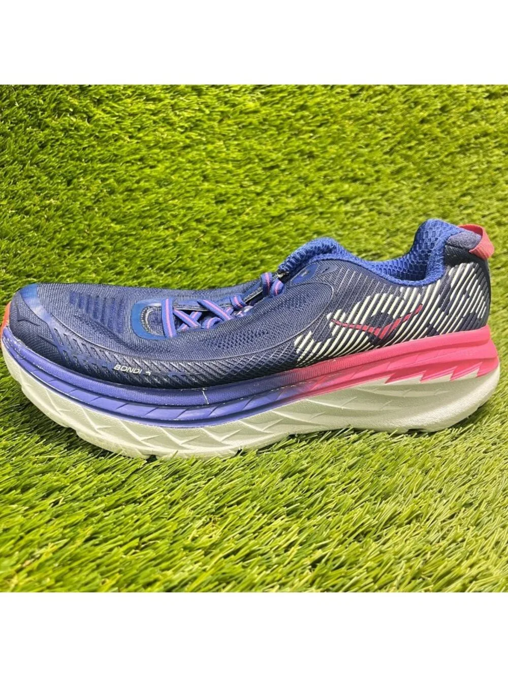 Hoka One One Bondi 5 Mens Size 8.5 Blue Pink Athletic Running Shoes Sneakers